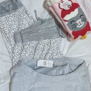 Cozy sherpa top fleece pajama slipper socks bundle